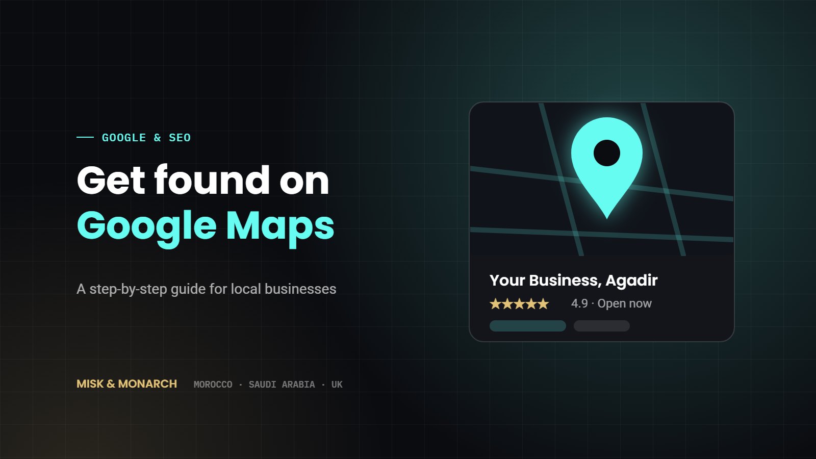 Get found on Google Maps: illustration of a map pin above a Google business listing
